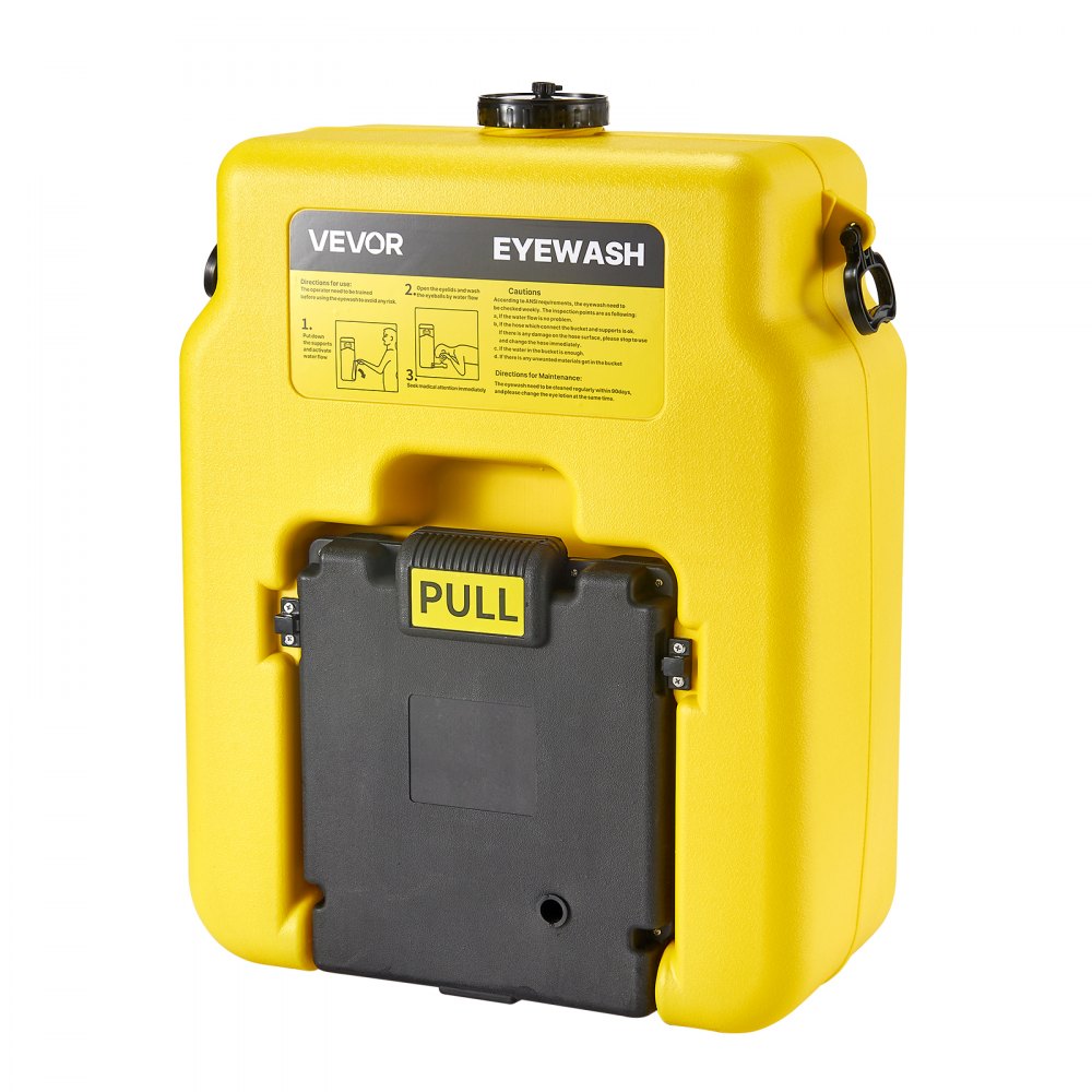 VEVOR Portable Eye Wash Station 14 Gal, OSHA-Approved Eyewash Station Wall-Mounted/On Flat Surface, Emergency Eye Wash Unit with 2 Sprays, First Aid Eyewash Units for Schools, Labs, Factories, Yellow