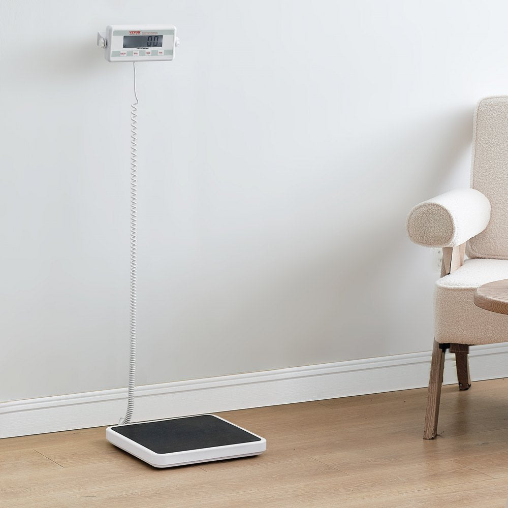 VEVOR Portable Medical Scale, Professional Digital Physician Scale for Weighing - with Anti-Slip Mat, 2 Units (kg/lb), Hold & Tare Function, 400LBS Capacity Physician Wight Scale for Gym Home Hospital