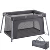 VEVOR Baby Travel Crib and Play Yard, Folding Baby Playpen with Zipper Gate & Soft Mattress, Portable Toddler Crib with Breathable Mesh, Travel Bag, Indoor/Outdoor Kids Activity Center for 0-36 Months