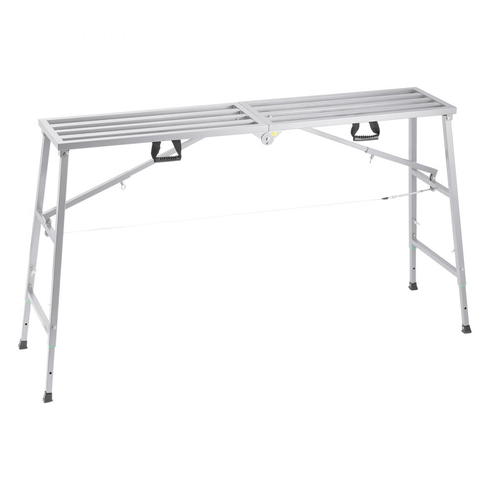 VEVOR Work Platform, 4 Gear Adjustable Height, Folding Alloy Steel Step Ladder, Portable Scaffolding Platform, 880 lb Load Capacity, Non-Slip Rubber Feet, Drywall Painting Stool, Cleaning & Washing
