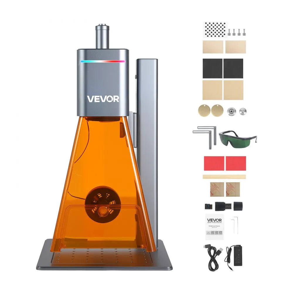 VEVOR 2-in-1 Dual Laser Engraver, 10,000 mm/s High Speed, Portable 20W Blue and 2W IR Laser Engraving Machine, 6.3 x 5.5 in Engraving Area, Manual & Auto Focus, DIY Engraver Tool, for Wood Acrylic
