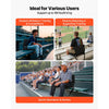 VEVOR Stadium Seat, Folding Bleacher Chair with Back Support and Thick Cushion, Padded Stadium Seat for Bleacher Includes Shoulder Strap, Hooks, Cup Holder, Lycra Material, Side Pocket, PP Material