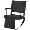 VEVOR Stadium Seat, Portable Bleacher Seat with Armrest, Back Support and Thick Cushion, Bench Chair for Bleacher Includes Shoulder Strap, Hooks, Cup Holder, Black Football Bleachers Seats, 1PCS