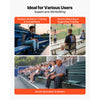 VEVOR Stadium Seat, Folding Bleacher Seat with Back Support and Thick Cushion, Padded Stadium Seats for Bleacher Includes Shoulder Strap, Hooks, Cup Holder, and Side Pocket, Black Bleachers Chair