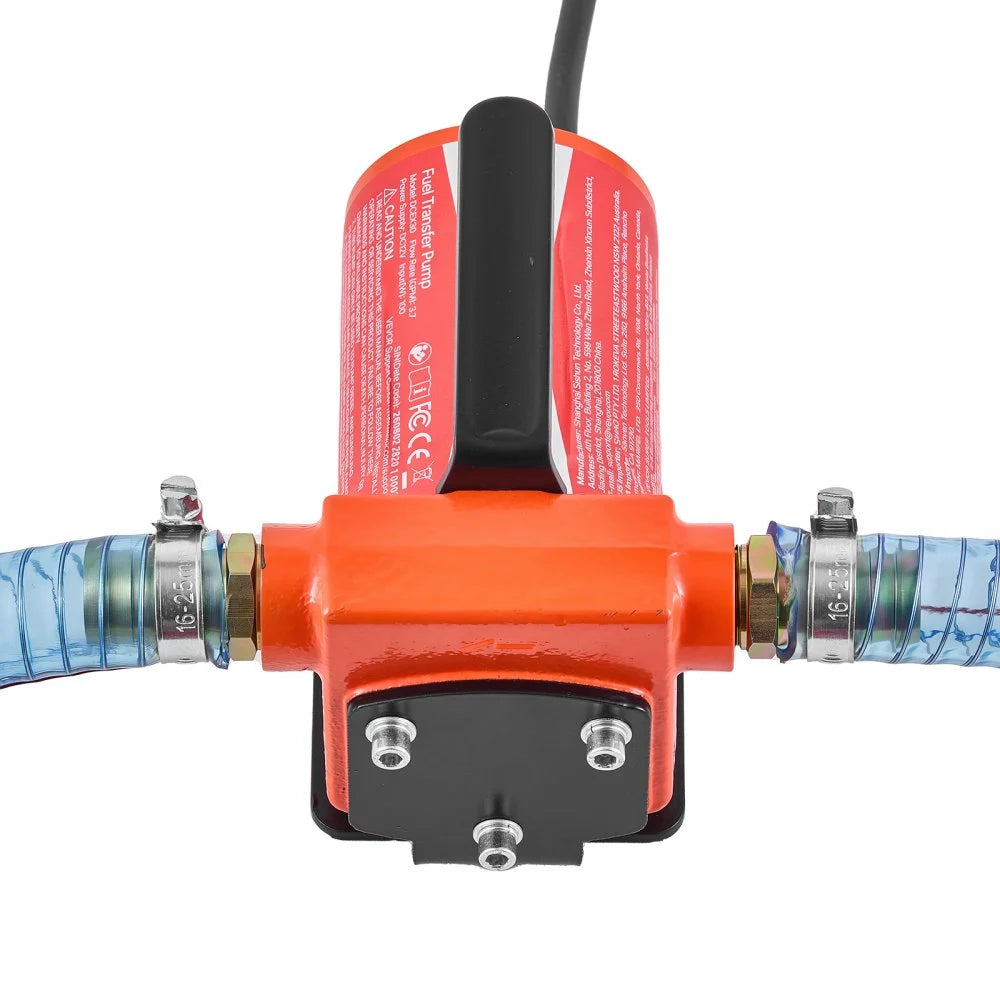 VEVOR Fuel Transfer Pump 12V DC 3.7 GPM Portable Electric Diesel Pump Kit, for Gasoline Diesel and Kerosene, 1/4 HP Motor, Cast Iron Housing, with Manual Fuel Nozzle, Discharge Hose, Filter Screen