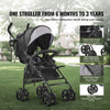 VEVOR Lightweight Stroller, Compact Easy Fold MultiPosition Recline Canopy Backrest, Carbon Steel Frame, Large Storage Basket,Cup Holder, Umbrella Toddler Baby Stroller for Travel, Light Gray/Black