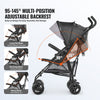 VEVOR Lightweight Stroller, Compact Easy Fold MultiPosition Recline Canopy Backrest, Carbon Steel Frame, Large Storage Basket,Cup Holder, Umbrella Toddler Baby Stroller for Travel, Light Gray/Black