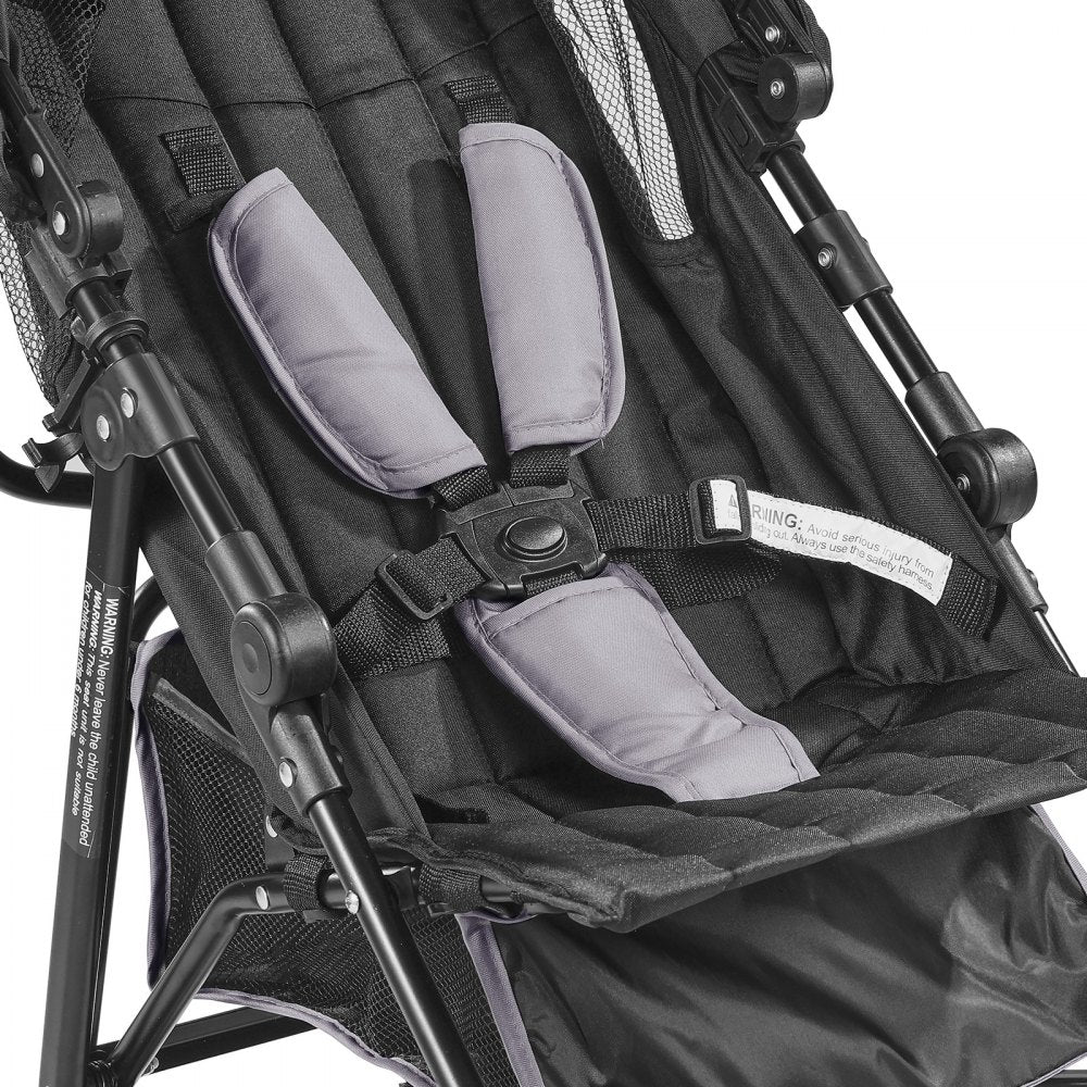 VEVOR Lightweight Stroller, Compact Easy Fold MultiPosition Recline Canopy Backrest, Carbon Steel Frame, Large Storage Basket,Cup Holder, Umbrella Toddler Baby Stroller for Travel, Light Gray/Black