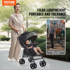 VEVOR Lightweight Stroller, Compact Easy Fold MultiPosition Recline Canopy Backrest, Carbon Steel Frame, Large Storage Basket,Cup Holder, Umbrella Toddler Baby Stroller for Travel, Dark Gray/Black