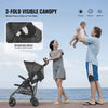 VEVOR Lightweight Stroller, Compact Easy Fold MultiPosition Recline Canopy Backrest, Carbon Steel Frame, Large Storage Basket, Umbrella Toddler Baby Stroller for Travel and More, Black/White