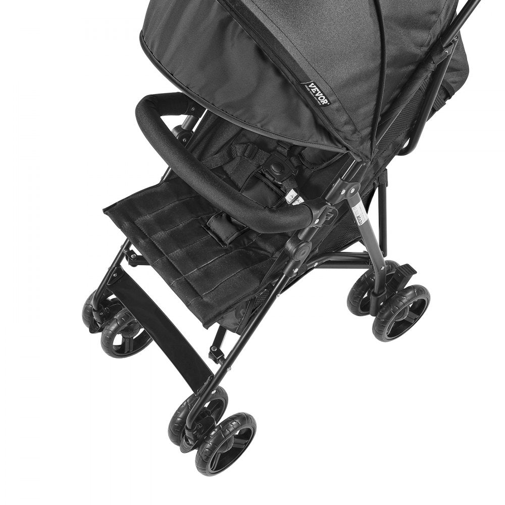 VEVOR Lightweight Stroller, Compact Easy Fold MultiPosition Recline Canopy Backrest, Carbon Steel Frame, Large Storage Basket,Cup Holder, Umbrella Toddler Baby Stroller for Travel and More, Black