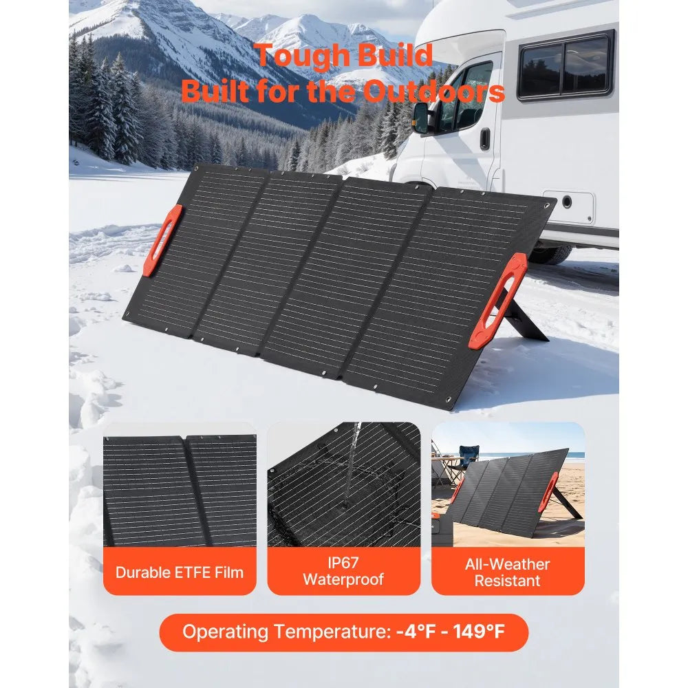 VEVOR 150W Foldable Monocrystalline Solar Panel, 23% Efficiency Portable ETFE Mono Solar Panel Charger with MC4 Output, Type-C, QC3.0 USB & DC Ports, IP67 Waterproof for Power Stations Camping Hiking