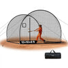 VEVOR Baseball Batting Cage, 12 x 10.2 x 7.6 FT Freestanding Hitting Net, for Outdoor Practice, 4-Ply Knotless Polyester Netting, Pitching Machine Opening, Baseball Hitting Trainer for Backyards