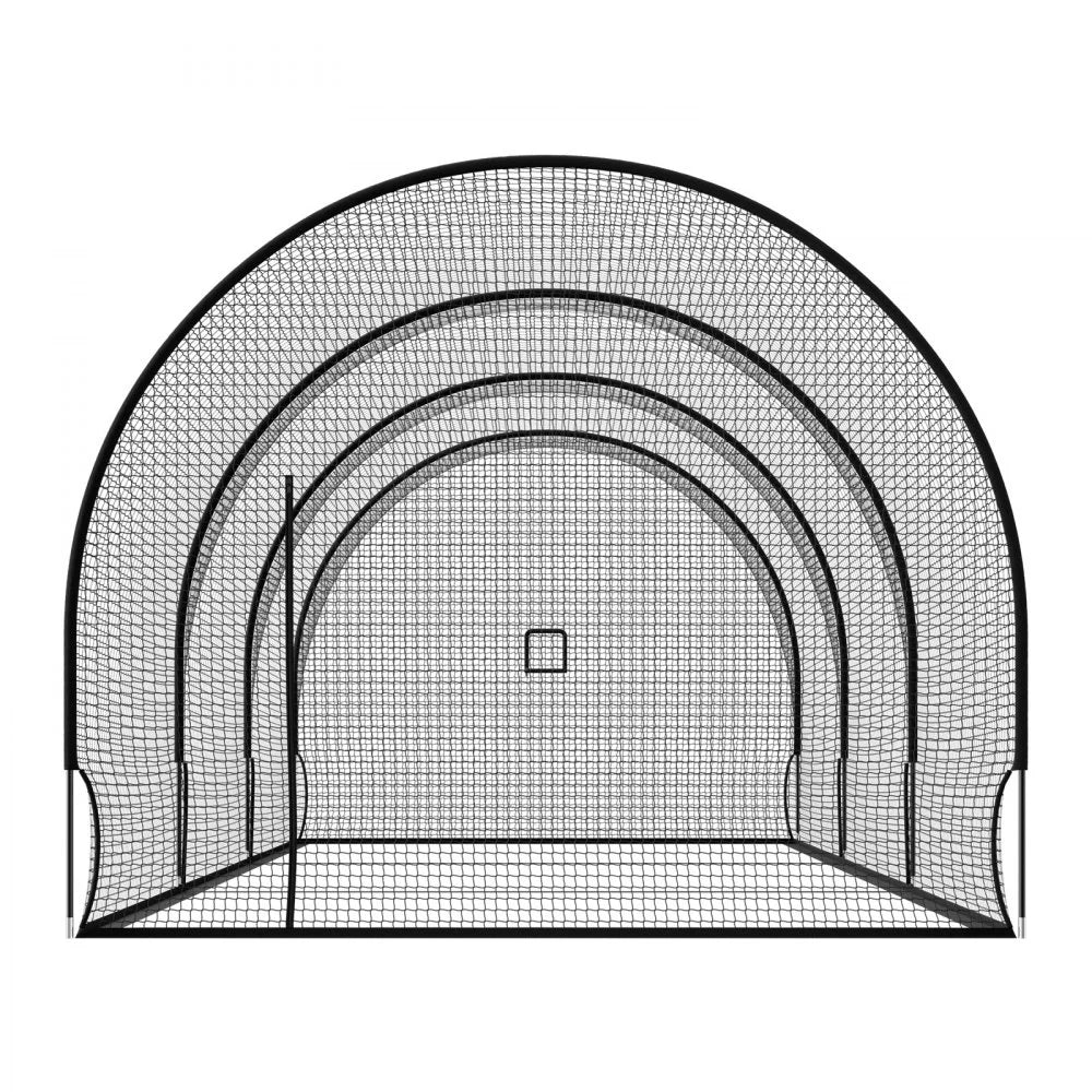 VEVOR Baseball Batting Cage, 33.0 x 12.0 x 9.8 FT Freestanding Hitting Net, for Indoor Outdoor Practice, 4-Ply Knotless Polyester Netting, Pitching Machine Opening, Baseball Hitting Trainer for Team