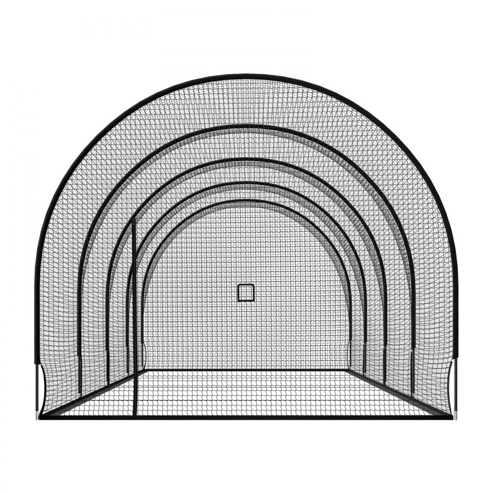 VEVOR Baseball Batting Cage, 40.0 x 12.1 x 10.0 FT Freestanding Hitting Net, for Indoor Outdoor Practice, 4-Ply Knotless Polyester Netting, Pitching Machine Opening, Baseball Hitting Trainer for Team
