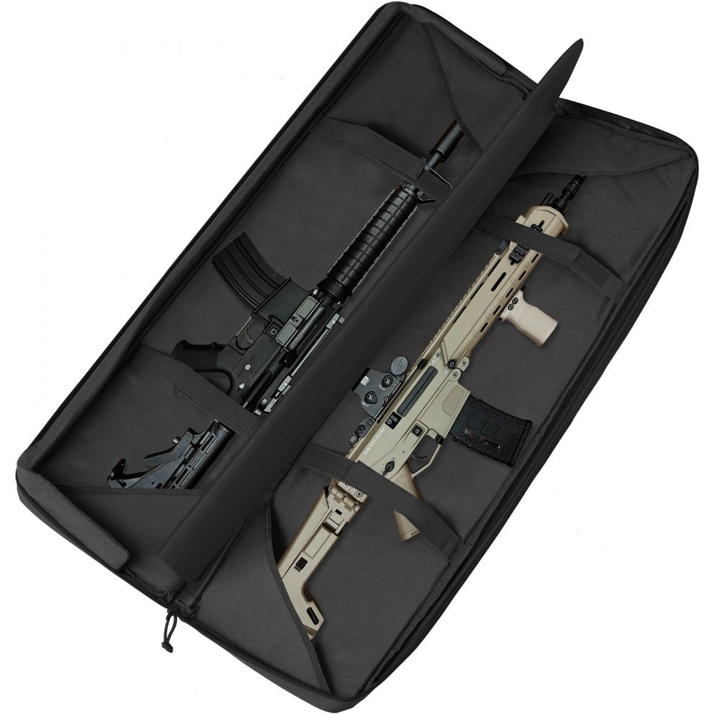 VEVOR Rifle Bag, 36 inch Tactical Double Long Gun Bag, Soft Rifle Case with Lockable Zipper, Portable Handle & Shoulder Strap, 3 Large Storage Pockets Rifle Case for Two 34" Rifles & 2 Pistols, Black