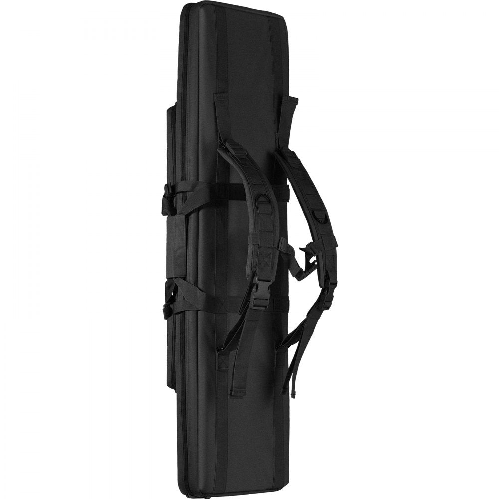 VEVOR Rifle Bag, 42 inch Tactical Double Long Gun Bag, Soft Rifle Case with Lockable Zipper, Portable Handle & Shoulder Strap, 3 Large Storage Pockets Rifle Case for Two 40" Rifles & 2 Pistols, Black