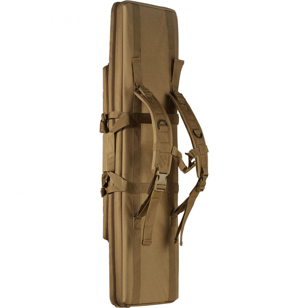 VEVOR Rifle Bag, 42 inch Tactical Double Long Gun Bag, Soft Rifle Case with Lockable Zipper, Portable Handle & Shoulder Strap, 3 Large Storage Pockets Rifle Case for Two 40" Rifles & 2 Pistols, Brown