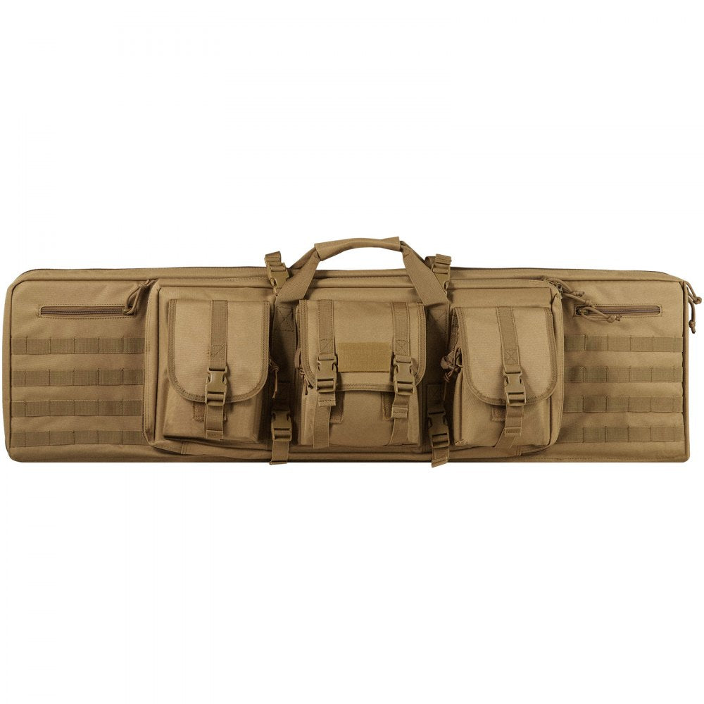 VEVOR Rifle Bag, 42 inch Tactical Double Long Gun Bag, Soft Rifle Case with Lockable Zipper, Portable Handle & Shoulder Strap, 3 Large Storage Pockets Rifle Case for Two 40" Rifles & 2 Pistols, Brown