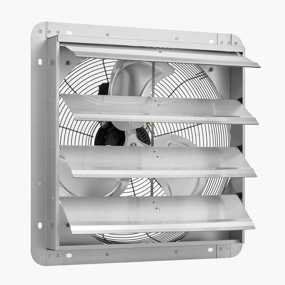 VEVOR 18 inch Shutter Exhaust Fan, Wall Mounted Attic Vent Fan with 2200 CFM Airflow, AC Motor, Heavy-duty Steel Construction, Low Noise for Shed, Garage, Greenhouse Ventilation Cooling, Silver