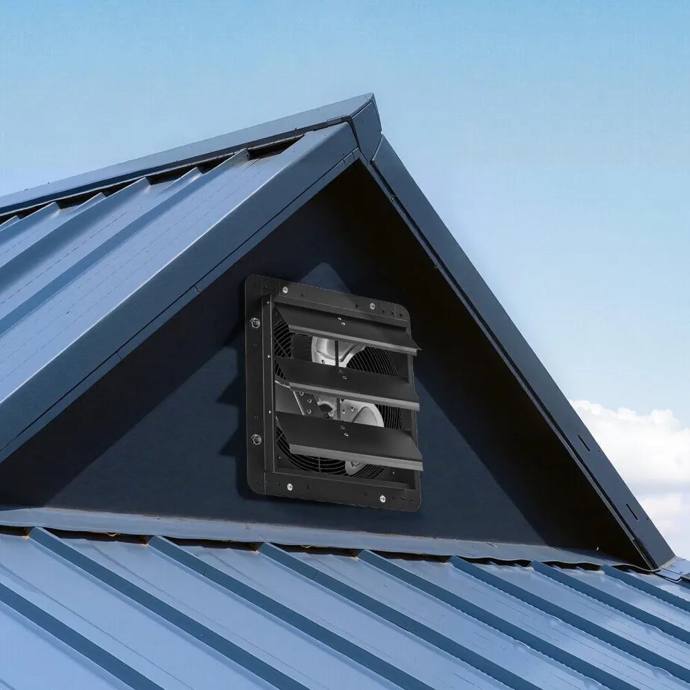 VEVOR 14 inch Shutter Exhaust Fan, Wall Mounted Attic Vent Fan with Variable Speed Controller, 1400 CFM, AC Motor, Heavy-duty Steel, Low Noise for Shed, Garage, Greenhouse Ventilation Cooling, Black