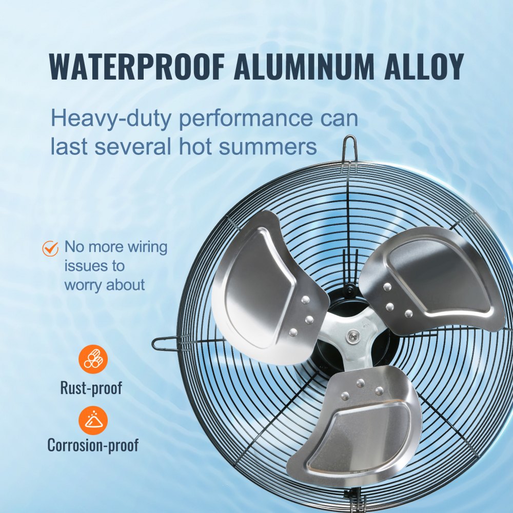 VEVOR 12'' Shutter Exhaust Fan, High-speed 1000 CFM, Aluminum Wall Mount Attic Fan with AC-motor, Ventilation and Cooling for Greenhouses, Garages, Sheds, Shops, FCC