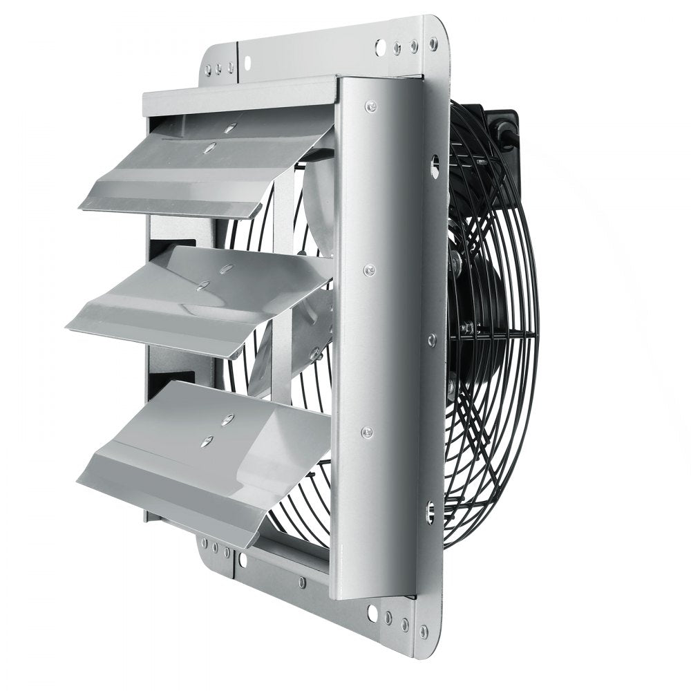 VEVOR 12'' Shutter Exhaust Fan, High-speed 1000 CFM, Aluminum Wall Mount Attic Fan with AC-motor, Ventilation and Cooling for Greenhouses, Garages, Sheds, Shops, FCC