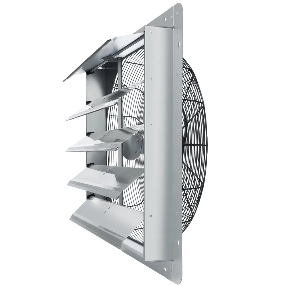 VEVOR 24'' Shutter Exhaust Fan, High-speed 3320 CFM, Aluminum Wall Mount Attic Fan with AC-motor, Ventilation and Cooling for Greenhouses, Garages, Sheds, Shops, FCC