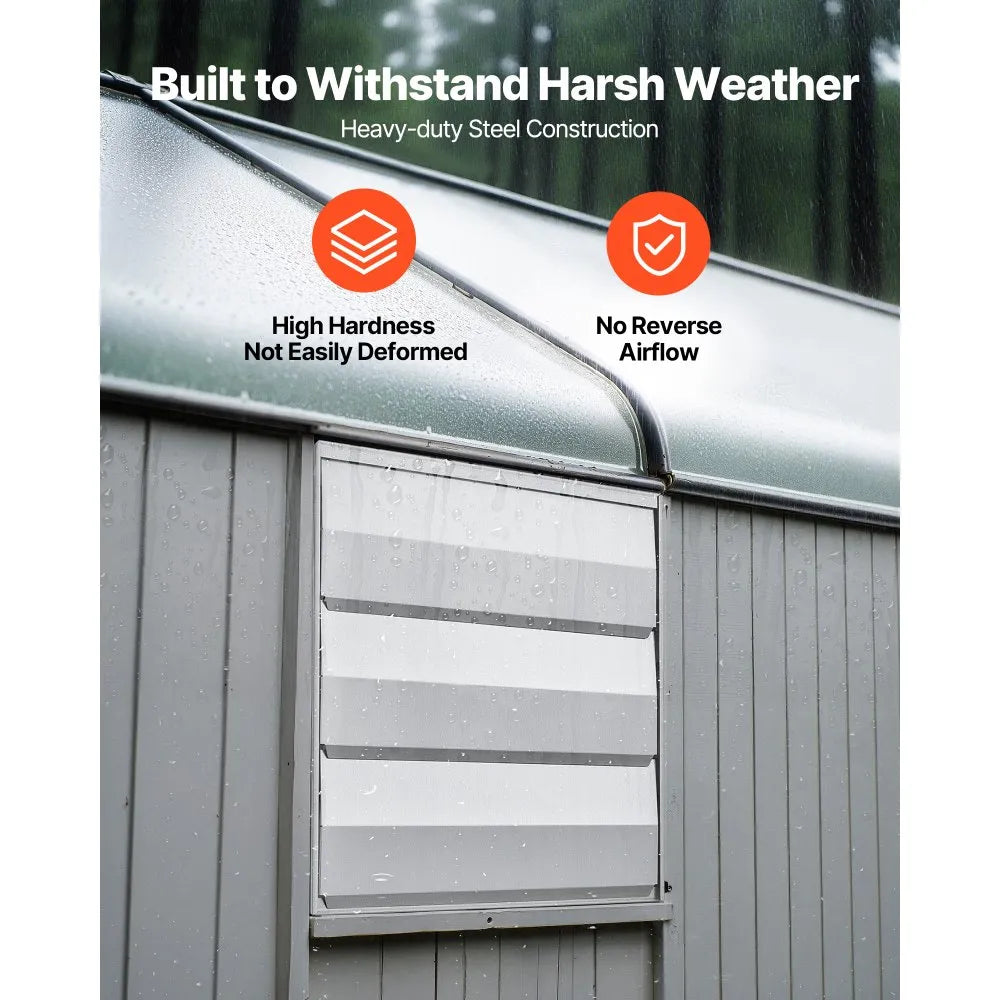 VEVOR 12 Inch Shutter Exhaust Fan Wall Mounted 1347 CFM Automatic Louvers, Sturdy Steel Housing, Low Noise, AC Motor, Ventilation and Cooling for Attic, Garage, Barn, Greenhouse, Workshop, Silver