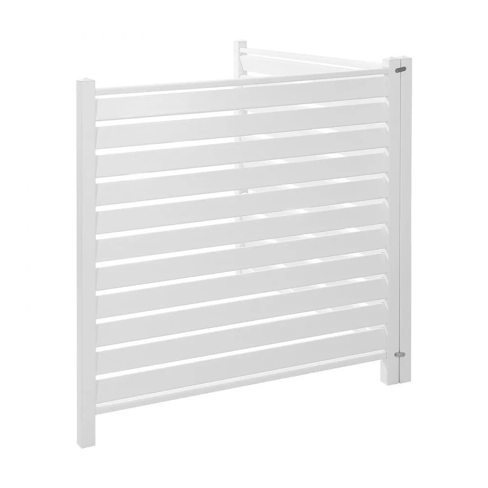 VEVOR 2 Panels Outdoor Privacy Screen, 48 x 48 in Air Conditioner Fence with 19.7 in Ground Stakes, Pool Equipment Enclosure, Louvered Vinyl Privacy Fence, Ideal for Trash Can and A/C Units, White