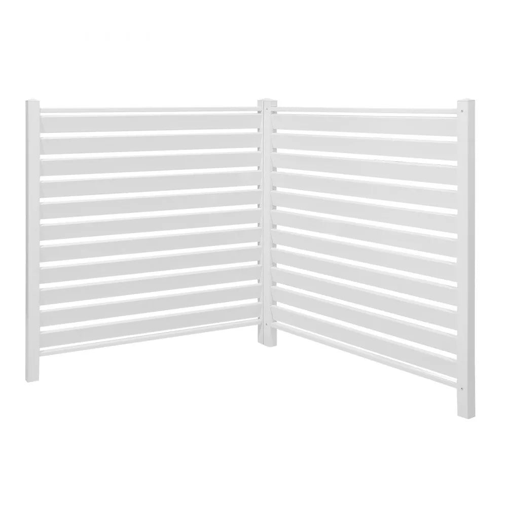 VEVOR 2 Panels Outdoor Privacy Screen, 48 x 48 in Air Conditioner Fence with 19.7 in Ground Stakes, Pool Equipment Enclosure, Louvered Vinyl Privacy Fence, Ideal for Trash Can and A/C Units, White