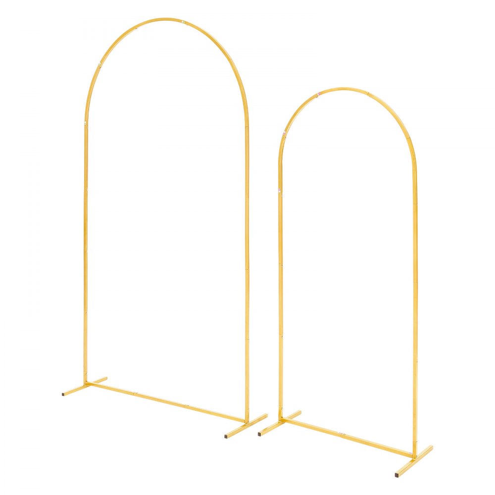 VEVOR Arch Backdrop Stand, Set of 2, 7.2 ft and 6 ft, Stable Structure, Easy Assembly, Gold Metal Arch Backdrop Stand for Wedding, Birthday Party, Graduation, Celebration, and Ceremony Decoration