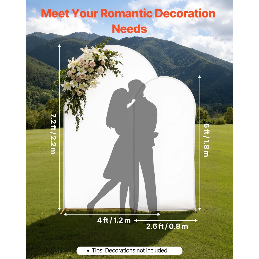 VEVOR Arch Backdrop Stand, Set of 2, 7.2 ft and 6 ft, Stable Structure, Easy Assembly, Gold Metal Arch Backdrop Stand with Cover for Wedding, Birthday Party, Celebration, and Ceremony Decoration