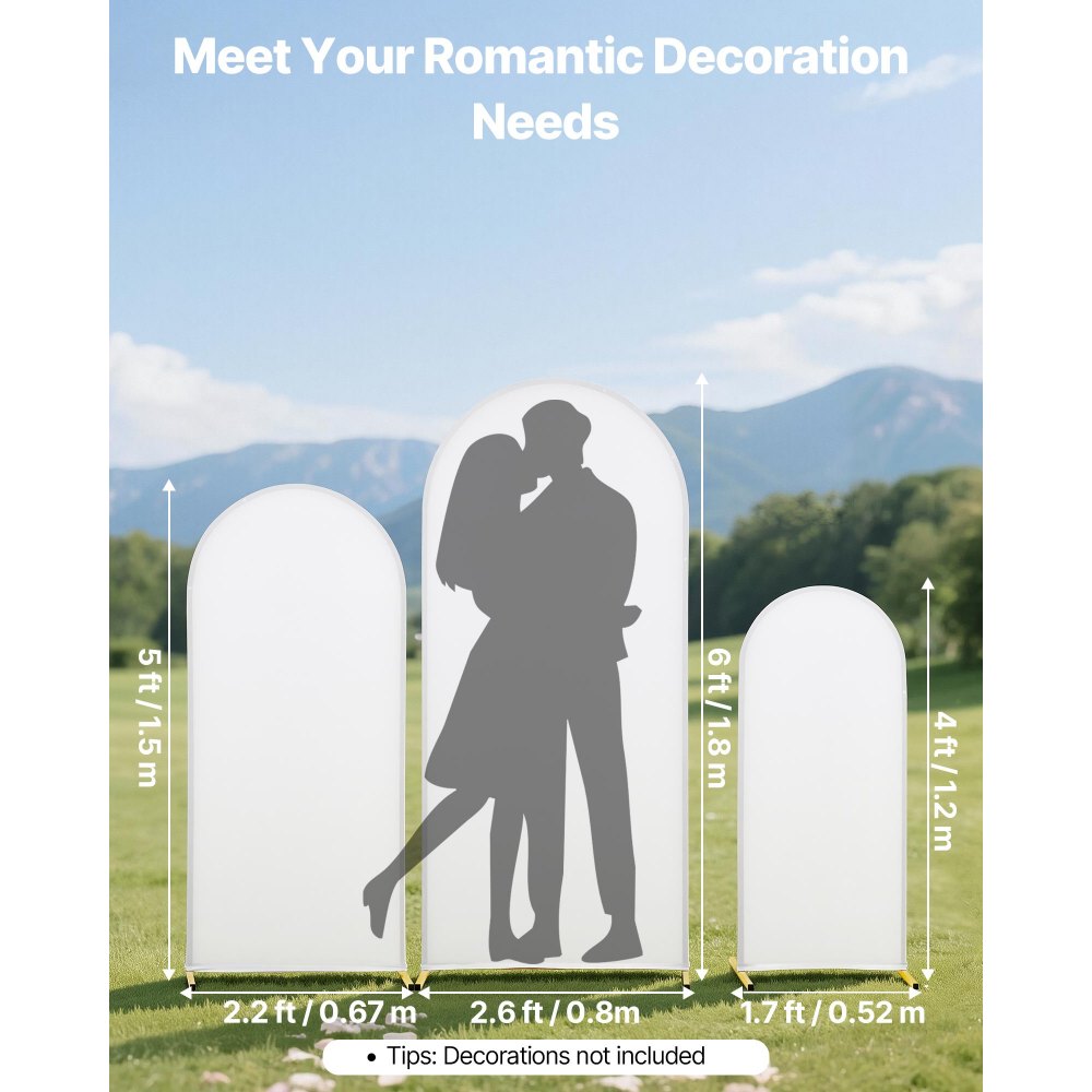 VEVOR Arch Backdrop Stand, Set of 3, 6/5/4 ft, Stable Structure, Easy Assembly, Gold Metal Arch Backdrop Stand with Cover, for Wedding, Birthday Party, Graduation, Celebration, and Ceremony Decoration