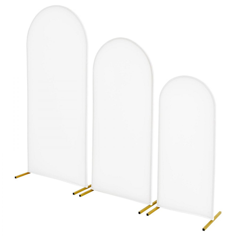 VEVOR Arch Backdrop Stand, Set of 3, 6/5/4 ft, Stable Structure, Easy Assembly, Gold Metal Arch Backdrop Stand with Cover, for Wedding, Birthday Party, Graduation, Celebration, and Ceremony Decoration