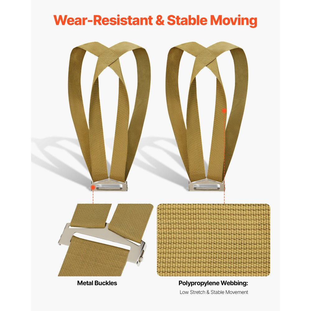 VEVOR Moving Straps, Supports up to 1000 lbs, 2-Person Lifting and Moving System with 2 Harness Straps & 1 Load-bearing Strap, Adjustable Lifting Shoulder Straps Move Furniture Appliances Mattresses