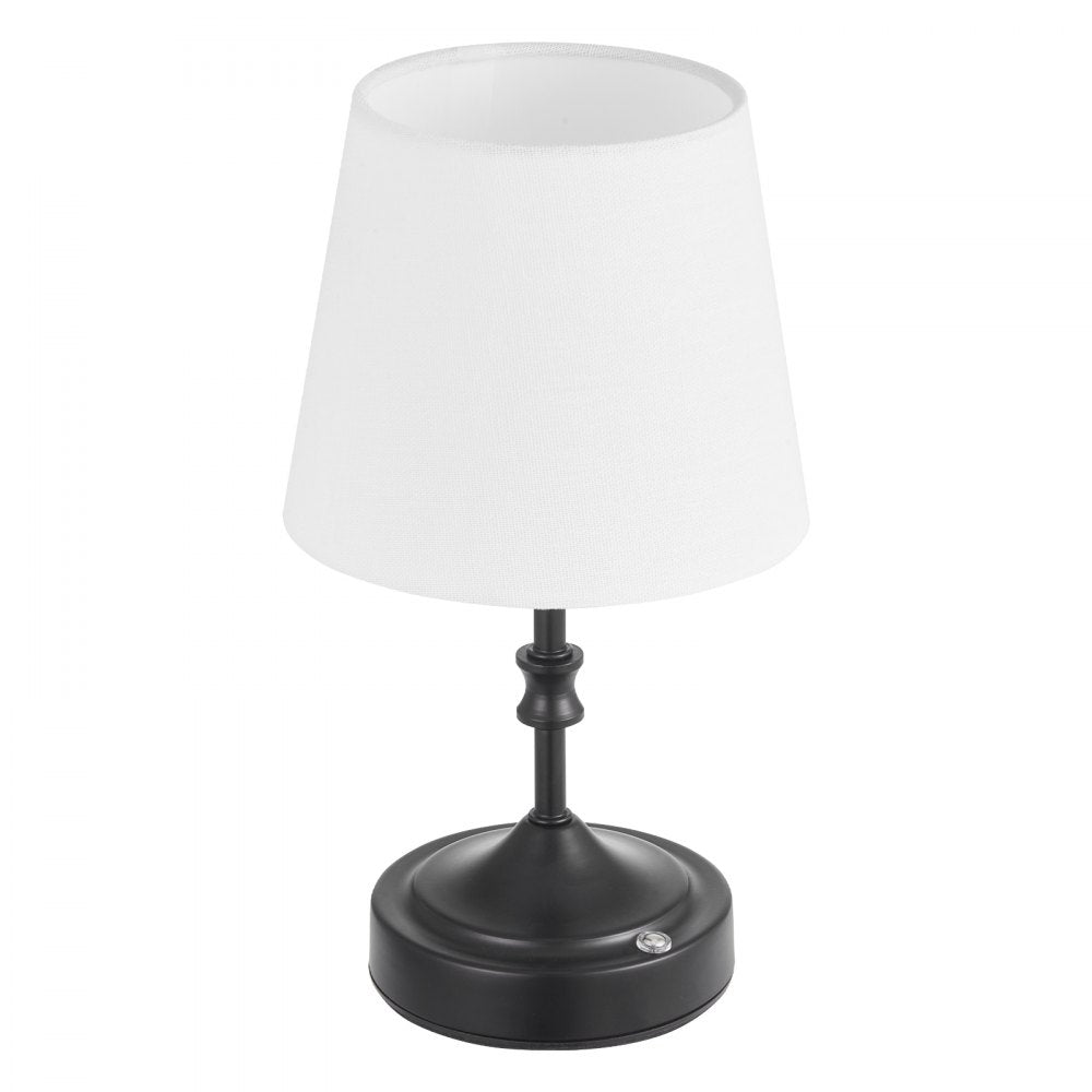 VEVOR Cordless Table Lamp, 5200mAh Built-in Rechargeable Battery Small Desk Lamp, 3-Level Brightness, Fabric Shade, 2700-3000K Color Temperature, Table Light for Restaurant, Bedroom, Bars, Black