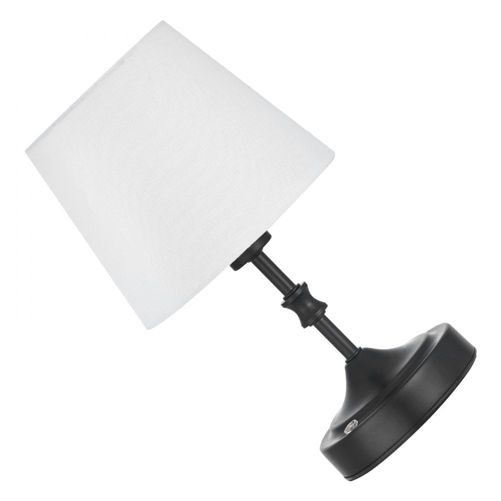 VEVOR Cordless Table Lamp, 5200mAh Built-in Rechargeable Battery Small Desk Lamp, 3-Level Brightness, Fabric Shade, 2700-3000K Color Temperature, Table Light for Restaurant, Bedroom, Bars, Black