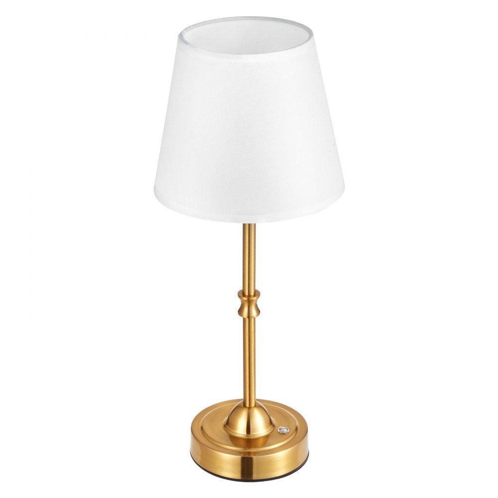 VEVOR Cordless Table Lamp, 2 Pack, 5200mAh Built-in Rechargeable Battery Desk Lamp, 3-Level Brightness, Fabric Shade, 2700-3000K Color Temperature, Table Light for Restaurant, Bedroom, Bars, Gold