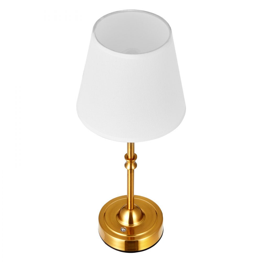 VEVOR Cordless Table Lamp, 2 Pack, 5200mAh Built-in Rechargeable Battery Desk Lamp, 3-Level Brightness, Fabric Shade, 2700-3000K Color Temperature, Table Light for Restaurant, Bedroom, Bars, Gold