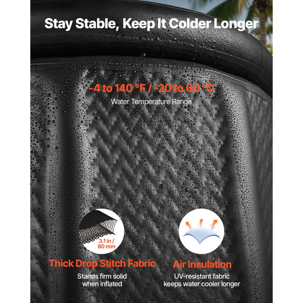 VEVOR Cold Plunge Tub, 216 Gallon, Inflatable Ice Bath Tub Compatible with Water Chillers, Portable Cold Water Bathtub with Insulated Lid, for Athletes Recovery, 59.1" x 31.5" x 29.9" (No Chiller)