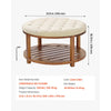 VEVOR Large Round Ottoman Coffee Table, 31.9 Inch Tufted Coffee Table with Solid Wood Shelf Storage, Linen Solid Upholstered Footrest Ottoman for Bedroom Living Room, 350 LBS, Linen Color