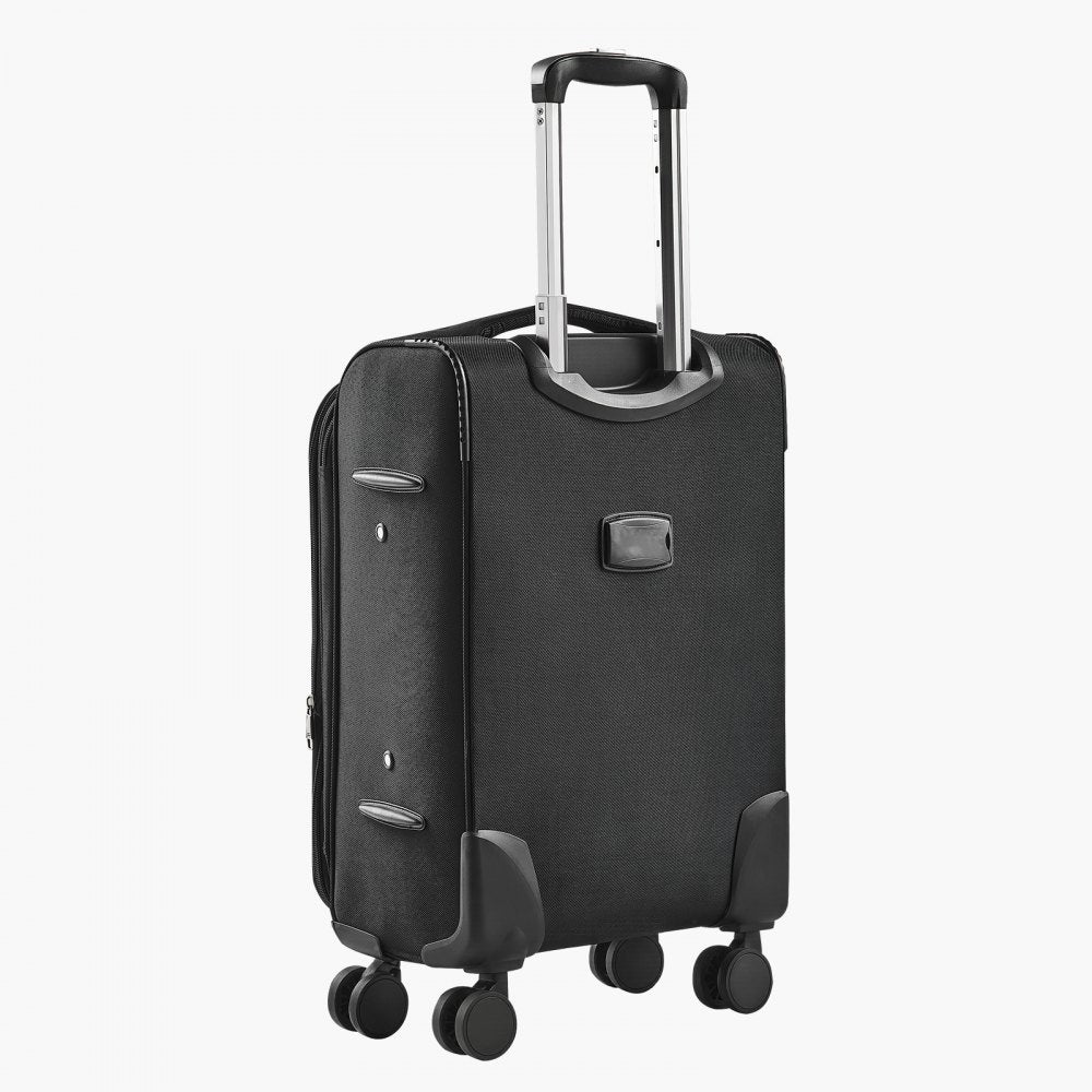 VEVOR Softside Expandable Luggage with Spinner Wheels, 20-Inch Softside Carry on Luggage, Lightweight Checked Suitcase with Expandable Zippered Pocket and TSA Lock, Black