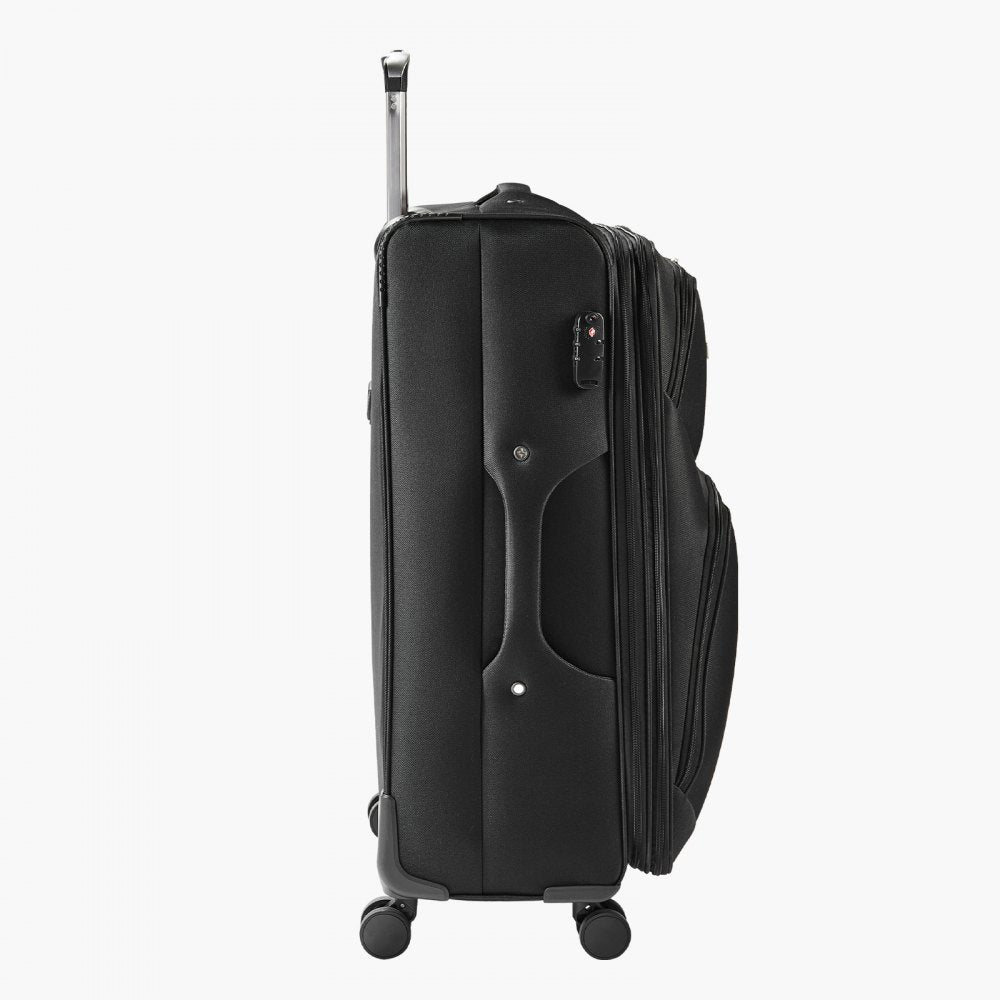 VEVOR Softside Expandable Luggage with Spinner Wheels, 28-Inch Softside Checked Large Luggage, Lightweight Checked Suitcase with Expandable Zippered Pocket and TSA Lock, Black