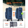 VEVOR Softside Expandable Luggage with Spinner Wheels, 20-Inch Softside Carry on Luggage, Lightweight Checked Suitcase with Expandable Zippered Pocket and TSA Lock, Blue