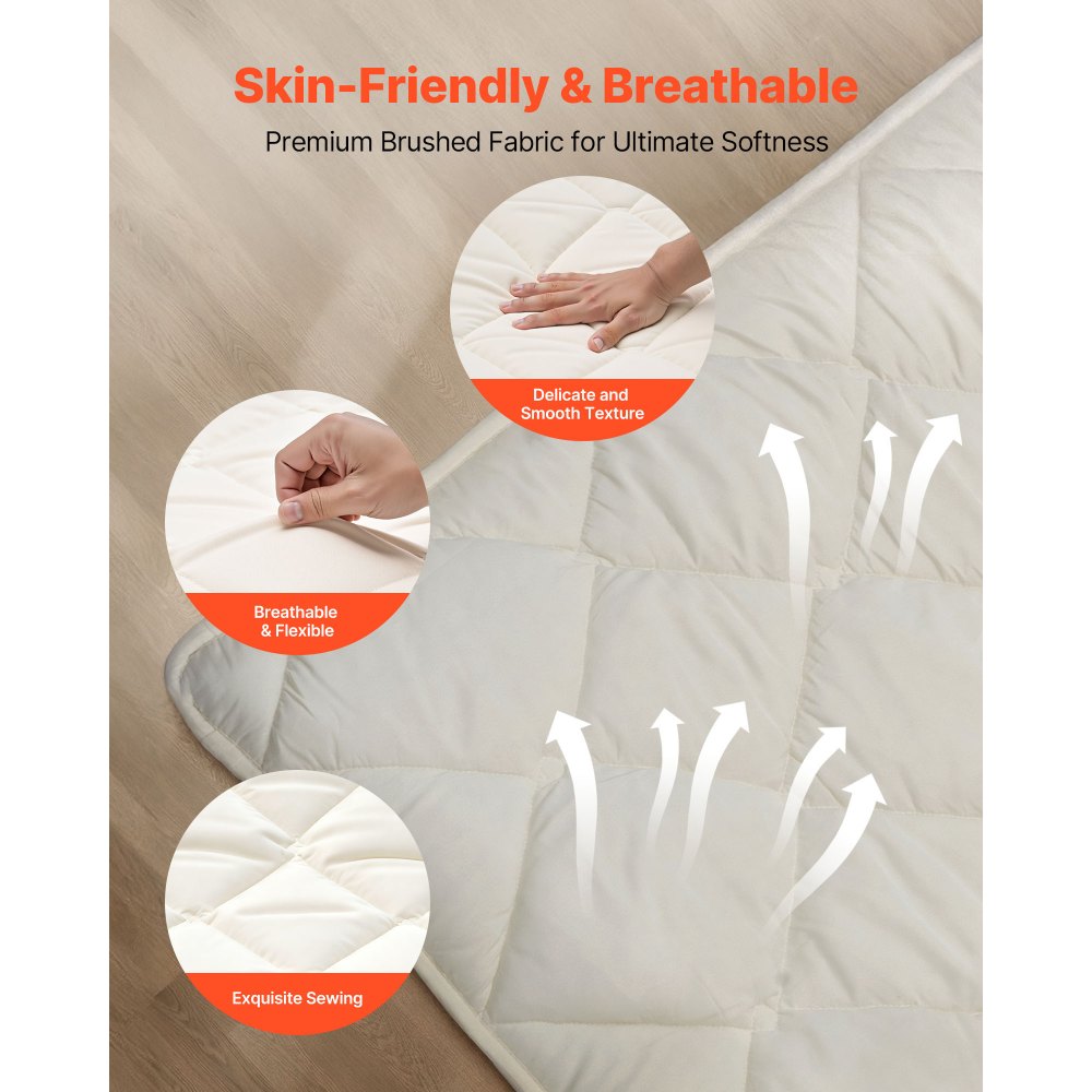 VEVOR Japanese Tatami Mat, Twin Size Foldable Japanese Tatami Mattress, Futon Mattress with Storage Bag & Fastener, 9-Layer Floor Mat for Sleeping, Dormitory, Meditation, Yoga, 80 x 39 x 2.5 in, White