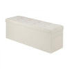 VEVOR Foldable Storage Ottoman Bench, End of Bed Bench with Side Bags, Folding Upholstered Storage Chest Supports 660 lbs, Linen Bed Ottoman with Large Space for Living Room, Bedroom, Entryway, Beige
