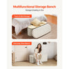 VEVOR Oval Storage Ottoman Bench, Foldable Teddy Fleece End of Bed Bench, Folding Upholstered Bed Ottoman Chest with Large Storage Space, Supports 660 lbs, for Living Room, Bedroom, Entryway, Beige