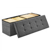 VEVOR Foldable Storage Ottoman Bench, End of Bed Bench with Side Bags, Folding Upholstered Storage Chest Supports 660 lbs, Linen Bed Ottoman with Large Space for Living Room, Bedroom, Entryway, Grey