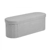 VEVOR Oval Storage Ottoman Bench, Foldable Teddy Fleece End of Bed Bench, Folding Upholstered Bed Ottoman Chest with Large Storage Space, Supports 660 lbs, for Living Room, Bedroom, Entryway, Grey